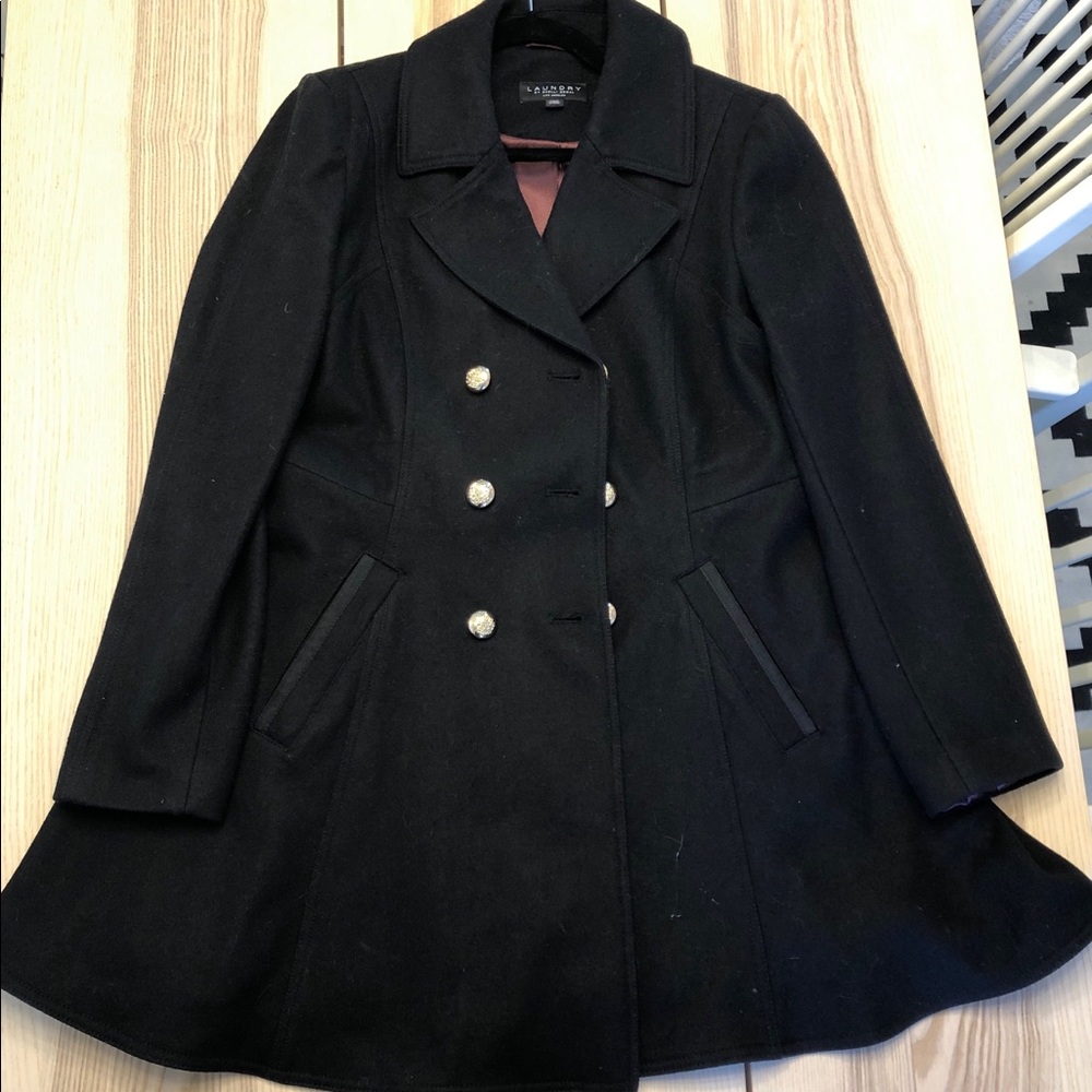 Fit & Flare Double-breasted military wool coat